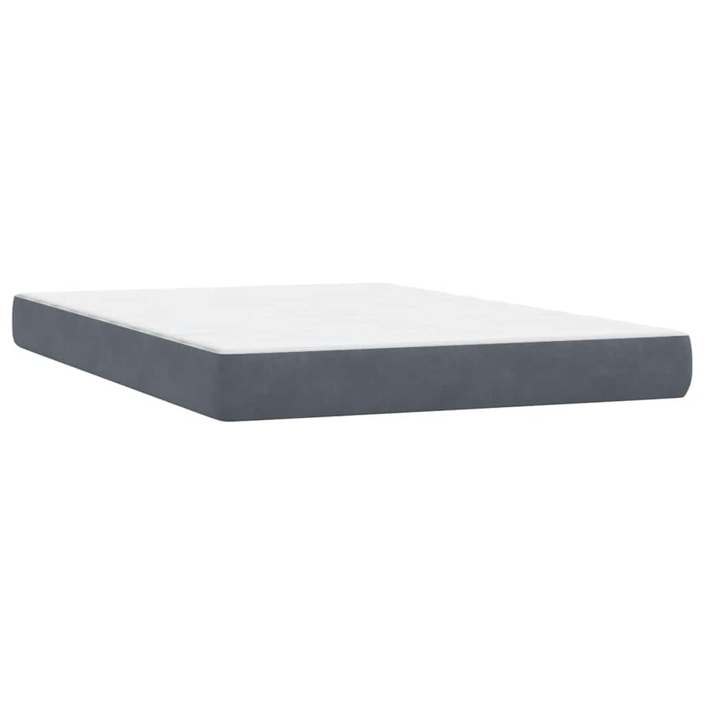 vidaXL Boxspringbett mit Matratze Dunkelgrau 140x210 cm Samt