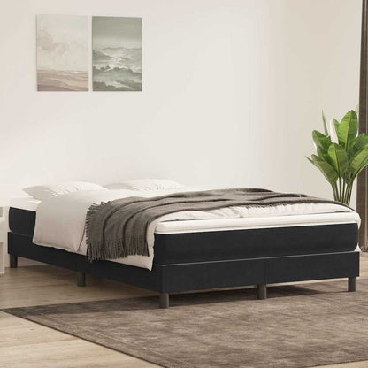 vidaXL Boxspringbett mit Matratze Schwarz 140x210 cm Samt