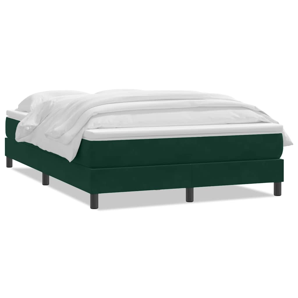 vidaXL Lit sommier tapissier avec matelas Vert foncé 140x210 cm Velours