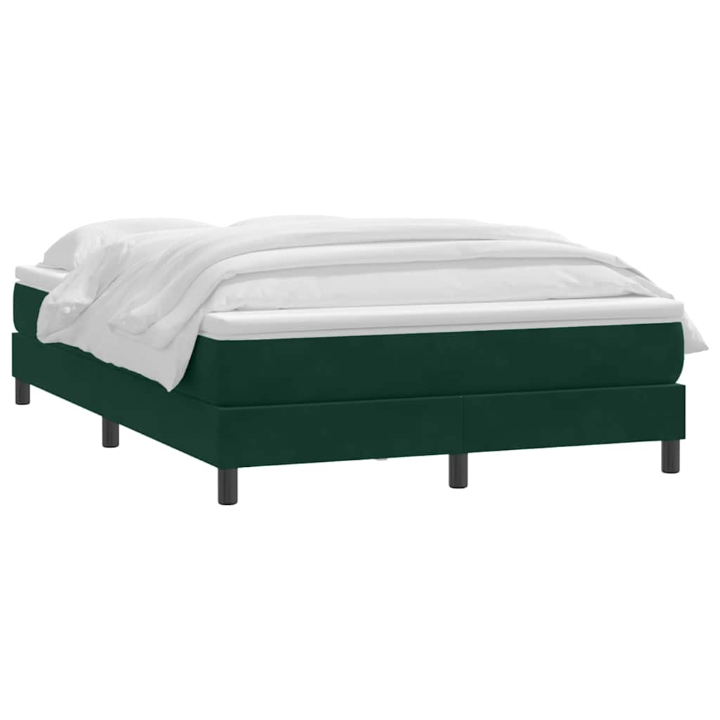 vidaXL Lit sommier tapissier avec matelas Vert foncé 140x210 cm Velours