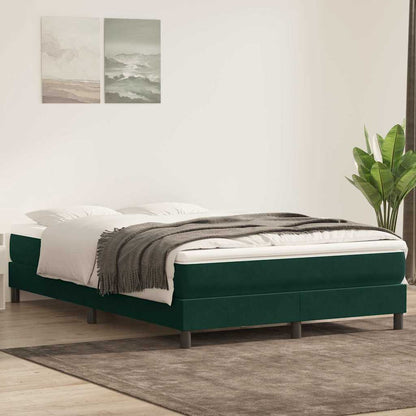 vidaXL Lit sommier tapissier avec matelas Vert foncé 140x210 cm Velours