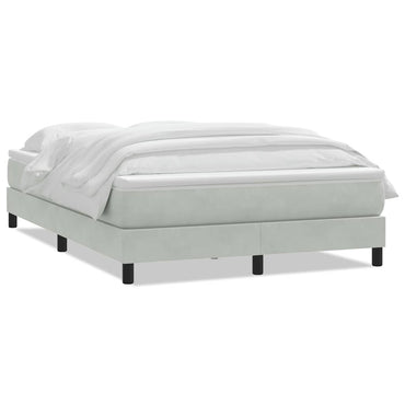 vidaXL Boxspringbett mit Matratze Hellgrau 160x210 cm Samt