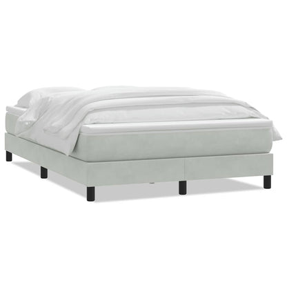 vidaXL Boxspringbett mit Matratze Hellgrau 160x210 cm Samt