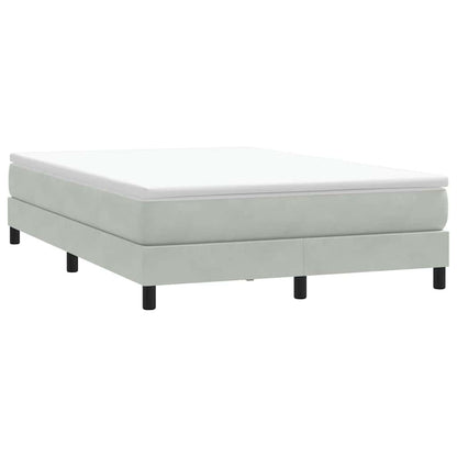 vidaXL Boxspringbett mit Matratze Hellgrau 160x210 cm Samt