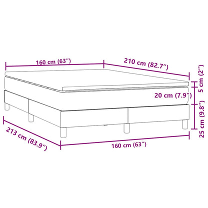 vidaXL Boxspringbett mit Matratze Hellgrau 160x210 cm Samt