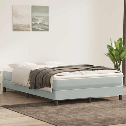 vidaXL Boxspringbett mit Matratze Hellgrau 160x210 cm Samt