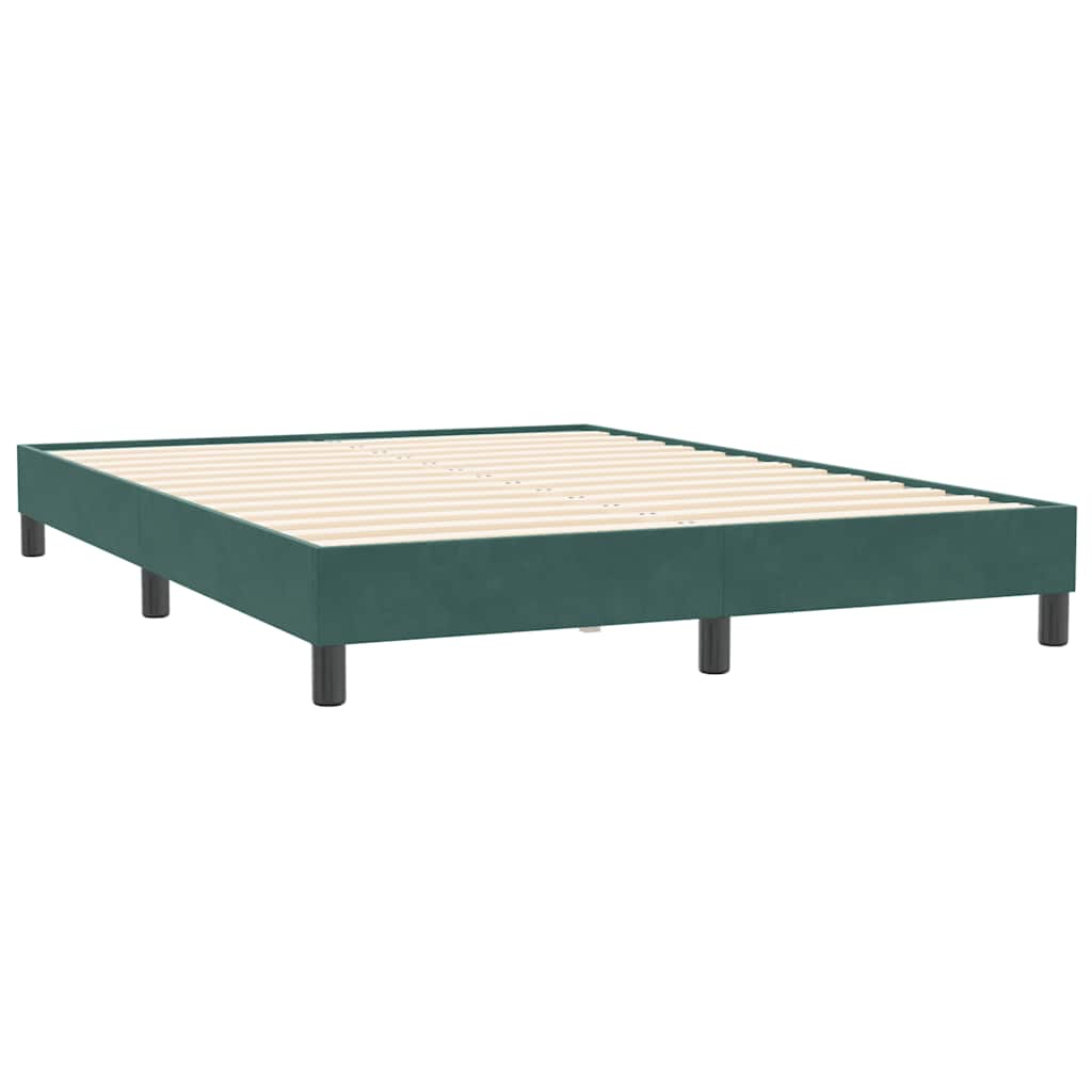 vidaXL Boxspringbett mit Matratze Dunkelgrün 160x210 cm Samt