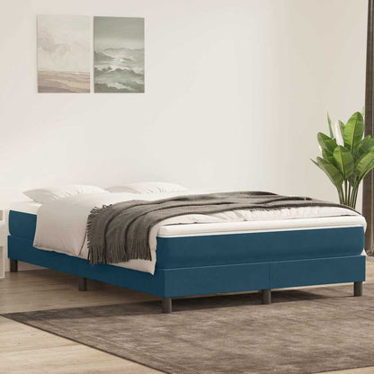 vidaXL Boxspringbett mit Matratze Dunkelblau 160x210 cm Samt