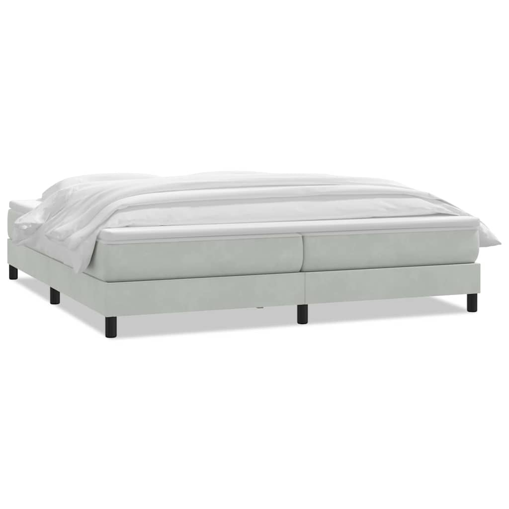 vidaXL Boxspringbett mit Matratze Hellgrau 180x210 cm Samt