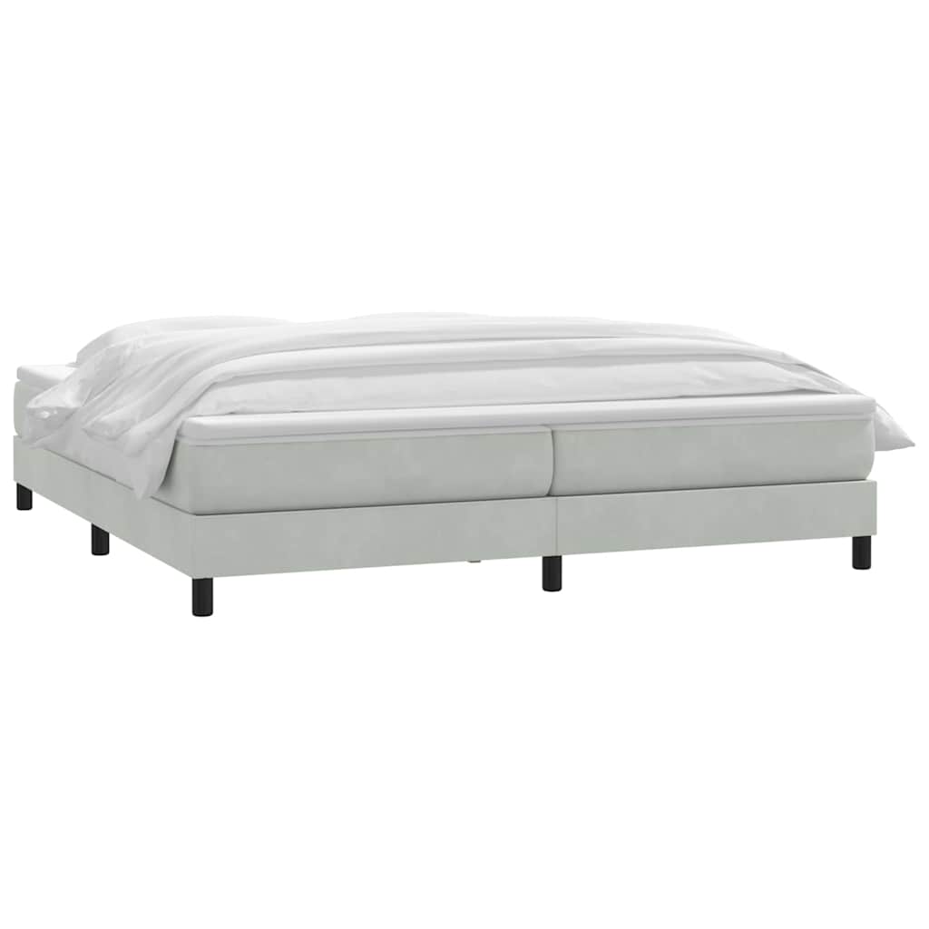vidaXL Boxspringbett mit Matratze Hellgrau 180x210 cm Samt