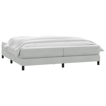 vidaXL Boxspringbett mit Matratze Hellgrau 180x210 cm Samt