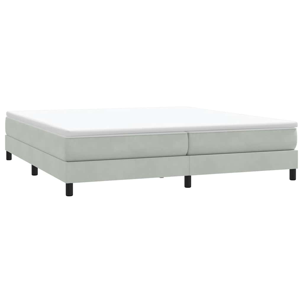 vidaXL Boxspringbett mit Matratze Hellgrau 180x210 cm Samt