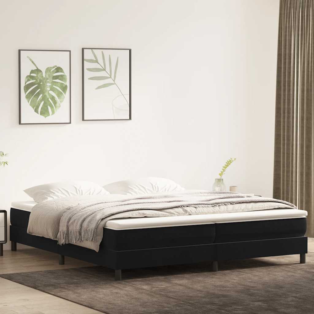 vidaXL Boxspringbett mit Matratze Schwarz 180x210 cm Samt