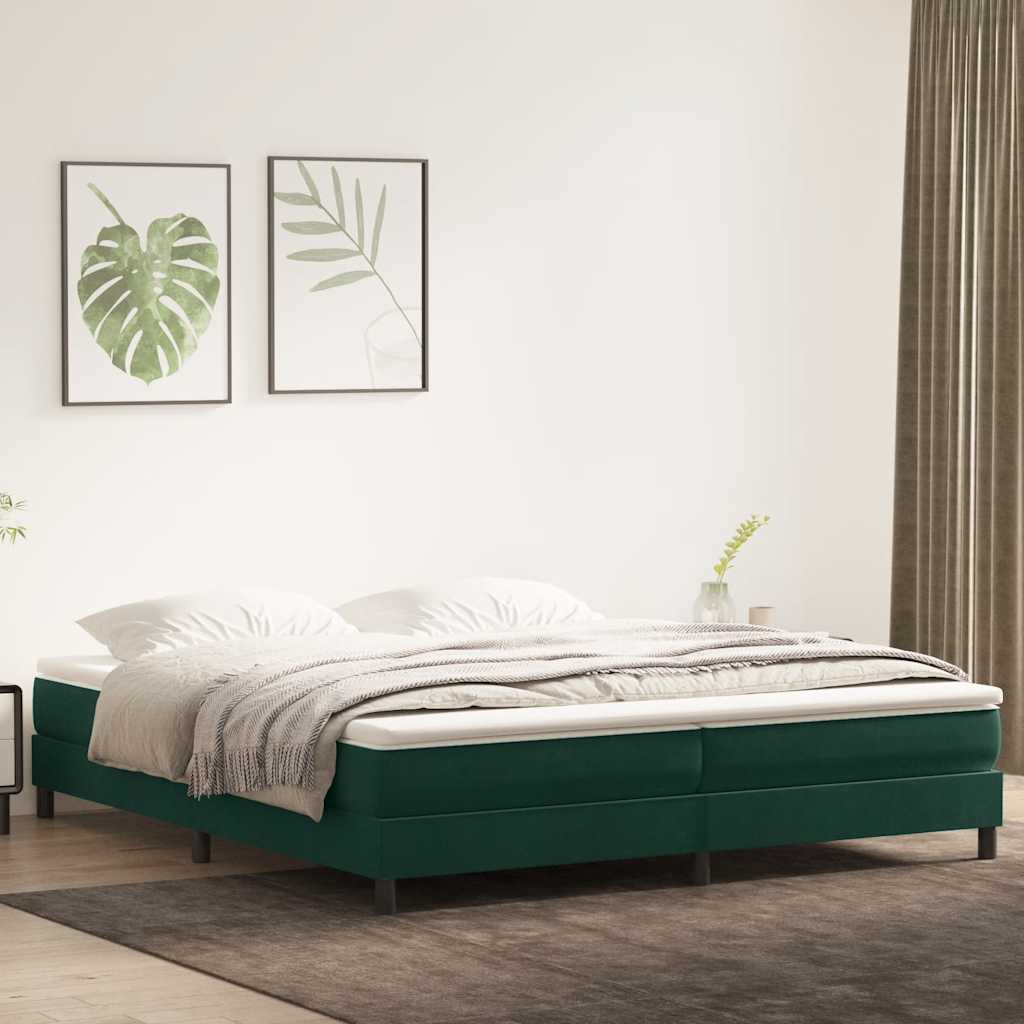 vidaXL Lit à sommier tapissier avec matelas Vert foncé 180x210 cm Velours