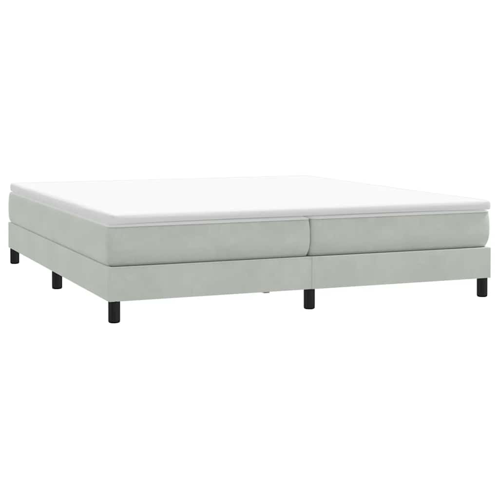 vidaXL Boxspringbett mit Matratze Hellgrau 200x210 cm Samt