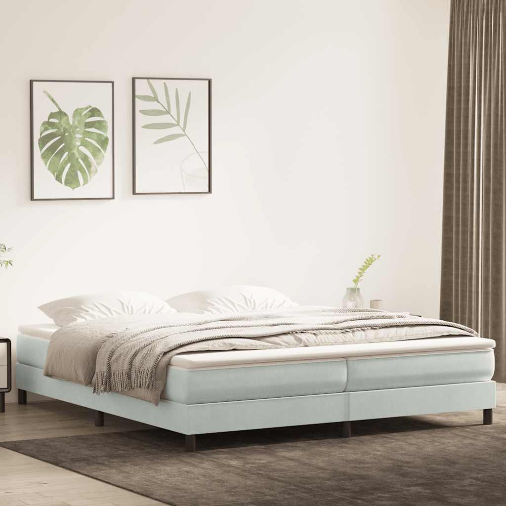 vidaXL Boxspringbett mit Matratze Hellgrau 200x210 cm Samt