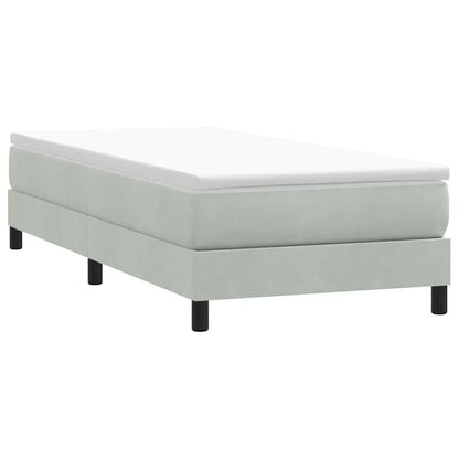 vidaXL Boxspringbett mit Matratze Hellgrau 80x220 cm Samt