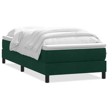 vidaXL Boxspringbett mit Matratze Dunkelgrün 80x220 cm Samt