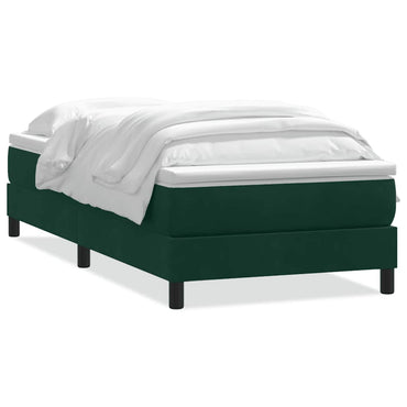 vidaXL Boxspringbett mit Matratze Dunkelgrün 90x220 cm Samt