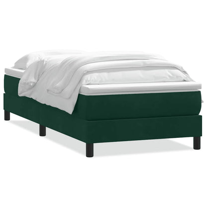 vidaXL Boxspringbett mit Matratze Dunkelgrün 90x220 cm Samt