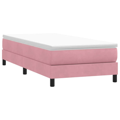 vidaXL Boxspringbett mit Matratze Rosa 90x220 cm Samt