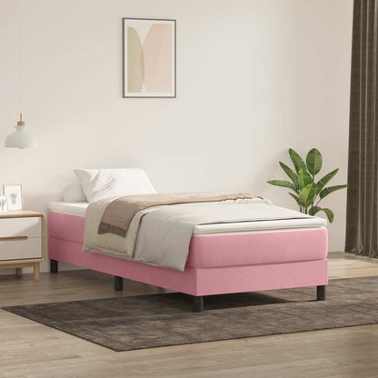 vidaXL Boxspringbett mit Matratze Rosa 90x220 cm Samt
