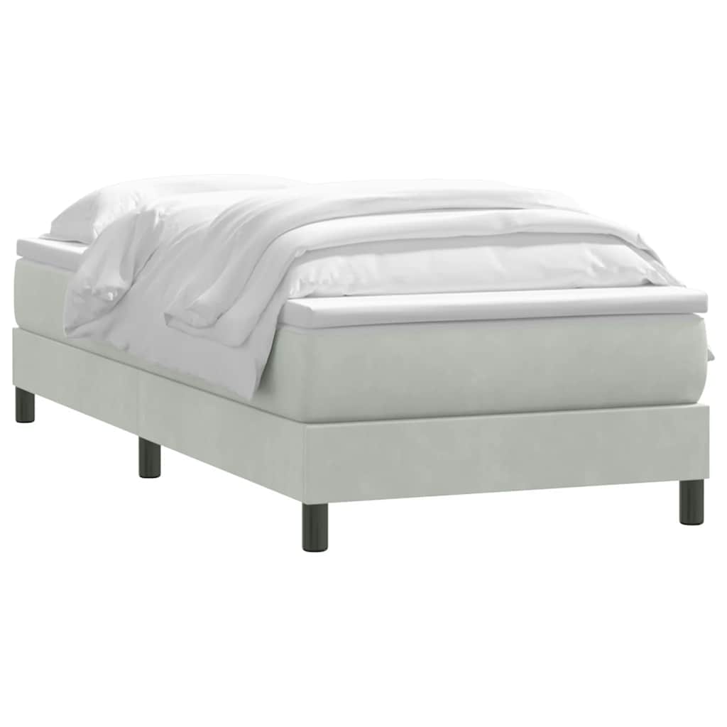 vidaXL Boxspringbett mit Matratze Hellgrau 100x220 cm Samt