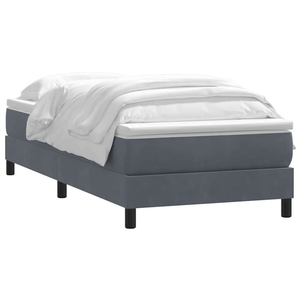 vidaXL Lit boxspring avec matelas Gris foncé 100x220 cm Velours