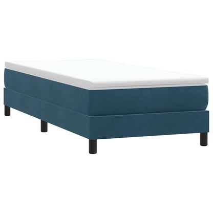 vidaXL Boxspringbett mit Matratze Dunkelblau 100x220 cm Samt