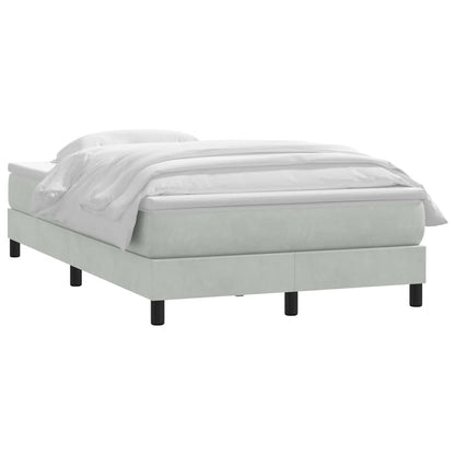 vidaXL Boxspringbett mit Matratze Hellgrau 120x220 cm Samt