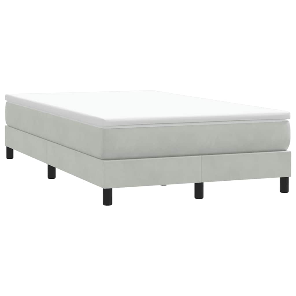 vidaXL Boxspringbett mit Matratze Hellgrau 120x220 cm Samt