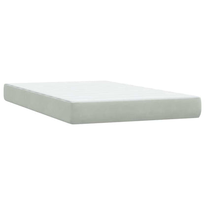 vidaXL Boxspringbett mit Matratze Hellgrau 120x220 cm Samt