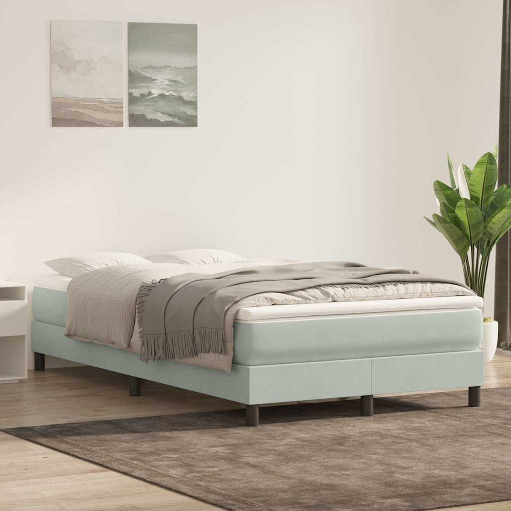 vidaXL Boxspringbett mit Matratze Hellgrau 120x220 cm Samt
