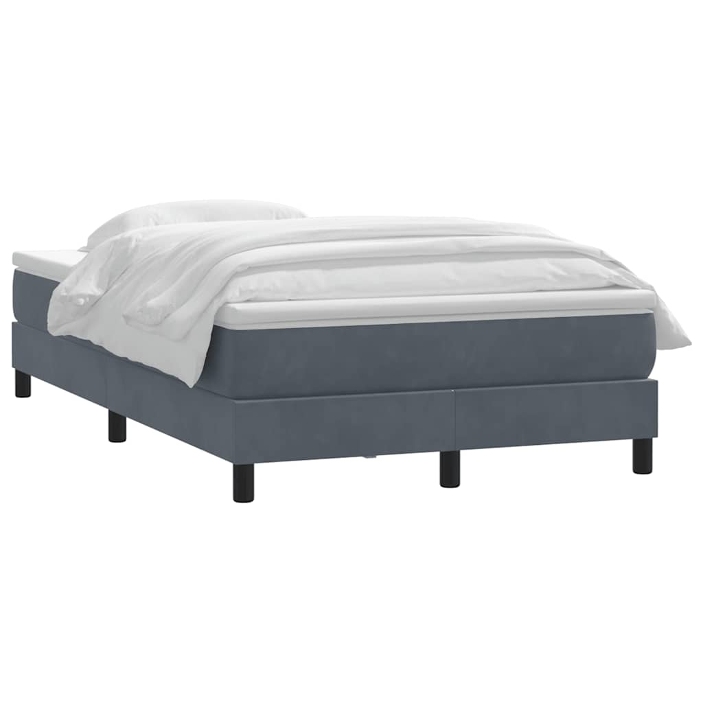 vidaXL Boxspringbett mit Matratze Dunkelgrau 120x220 cm Samt