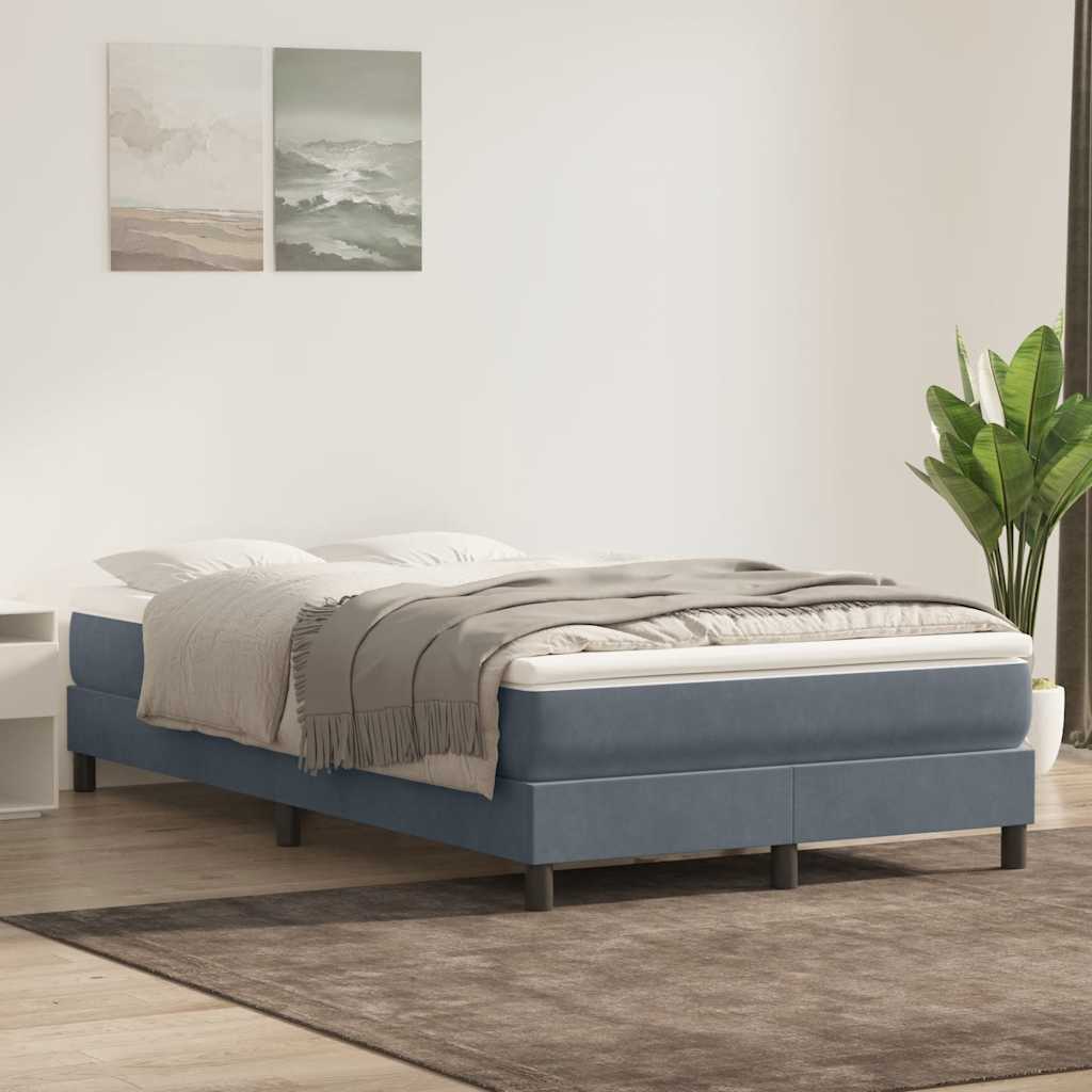vidaXL Boxspringbett mit Matratze Dunkelgrau 120x220 cm Samt