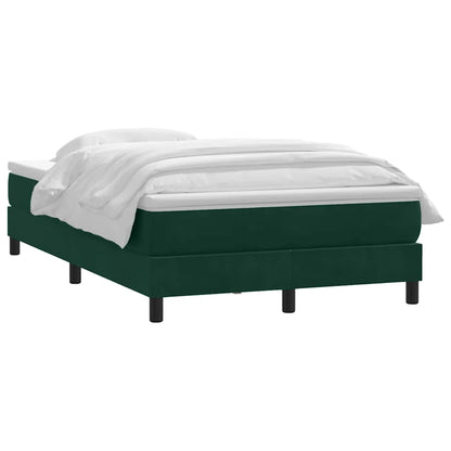 vidaXL Boxspringbett mit Matratze Dunkelgrün 120x220 cm Samt