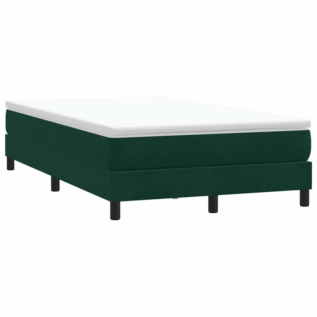vidaXL Boxspringbett mit Matratze Dunkelgrün 120x220 cm Samt