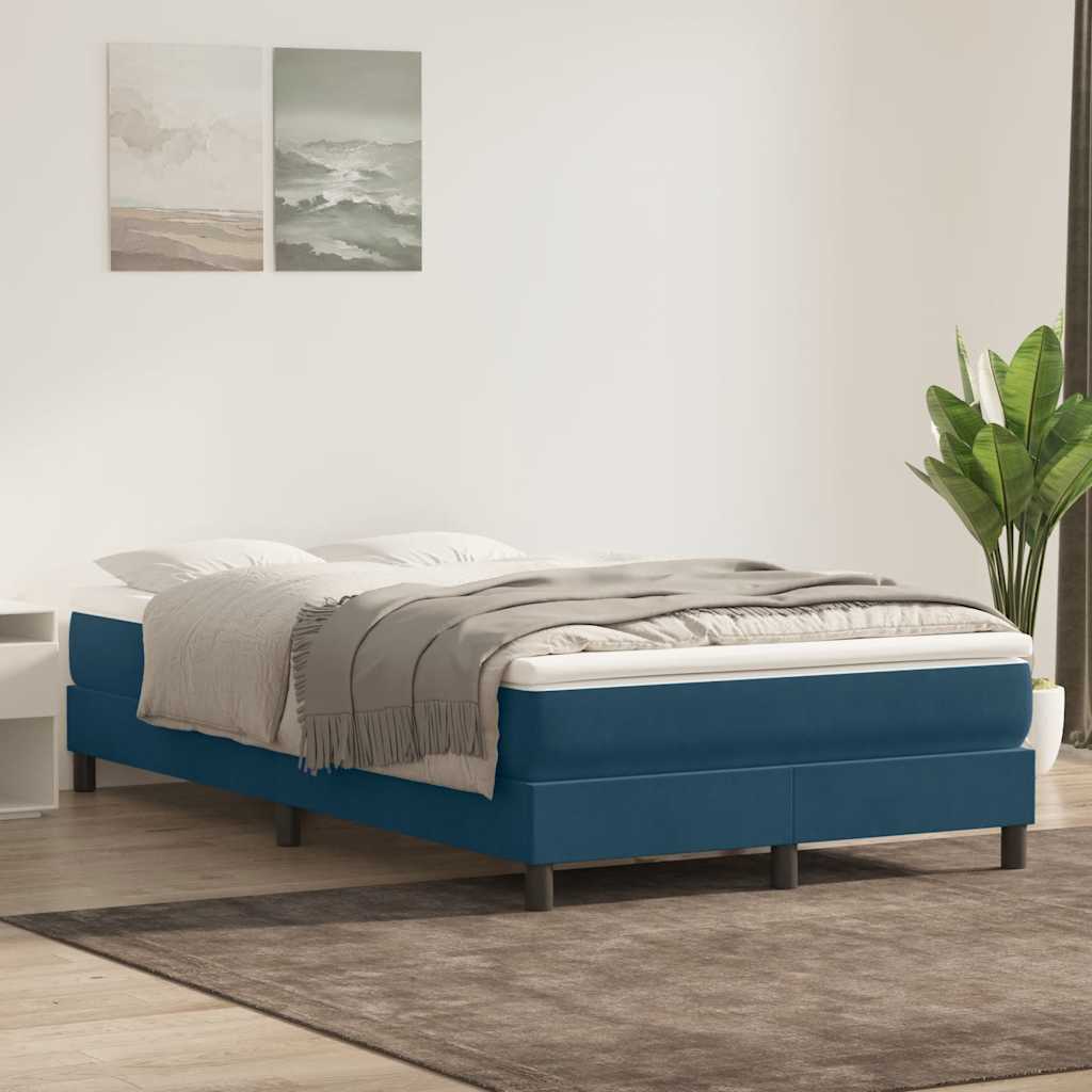 vidaXL Lit tapissier avec matelas bleu foncé 120x220 cm velours