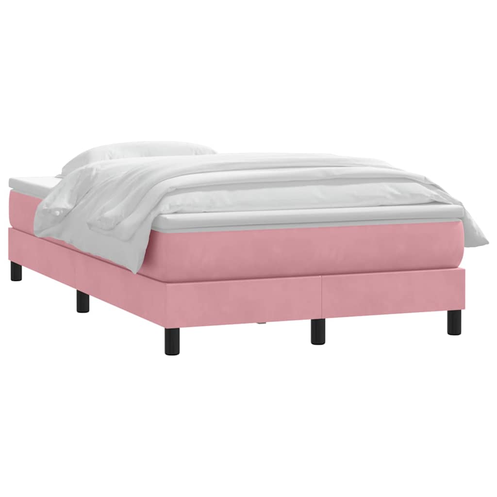 vidaXL Boxspringbett mit Matratze Rosa 120x220 cm Samt