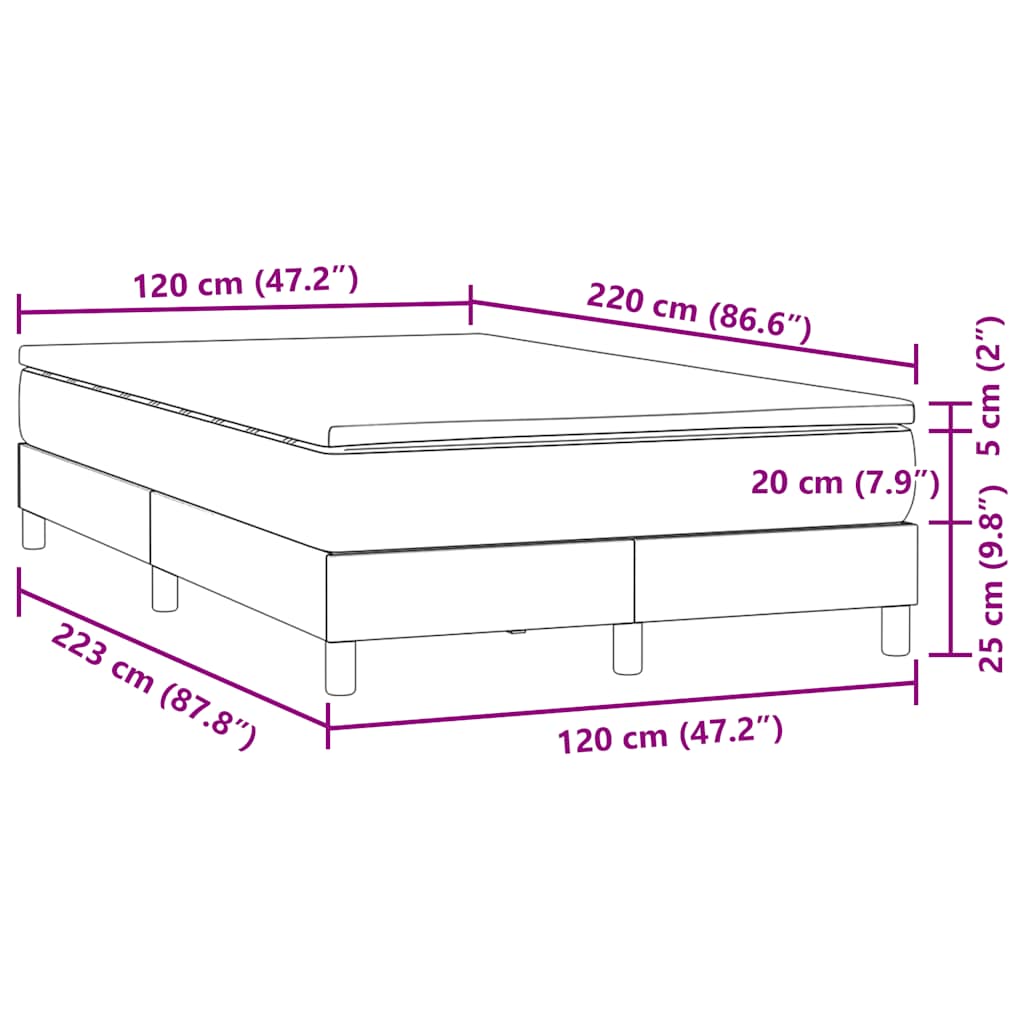 vidaXL Boxspringbett mit Matratze Rosa 120x220 cm Samt