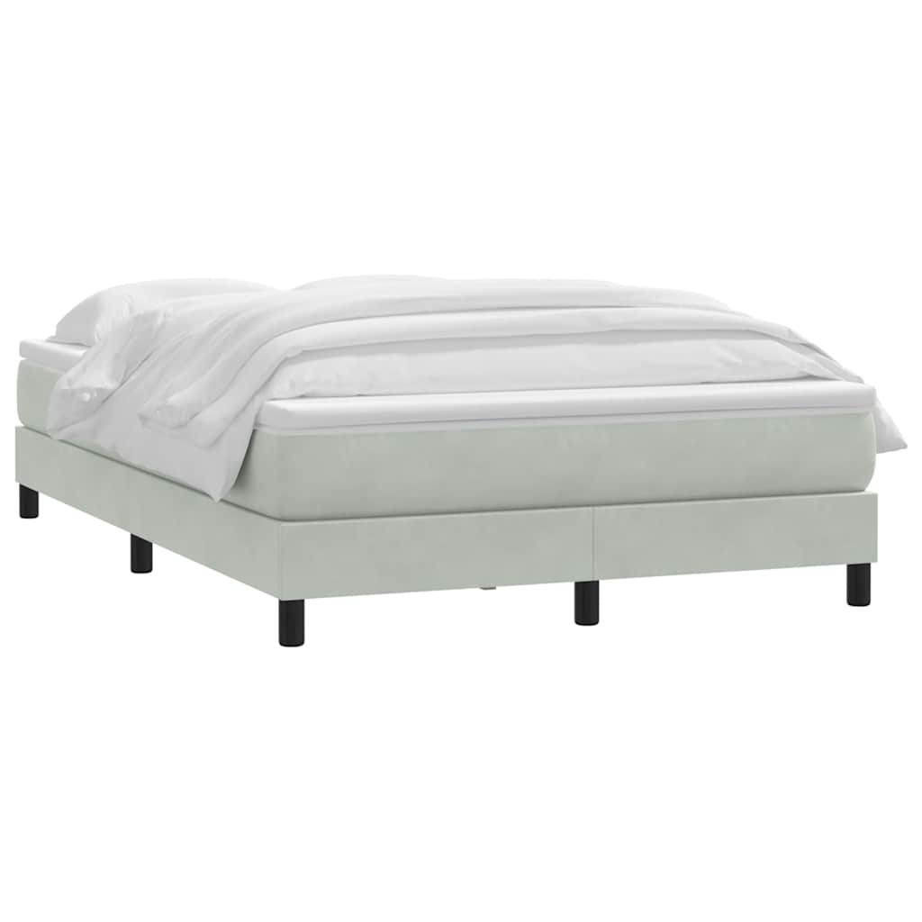 vidaXL Lit tapissier avec matelas Gris clair 140x220 cm Velours