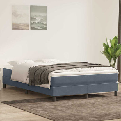 vidaXL Lit boxspring avec matelas Gris foncé 140x220 cm Velours