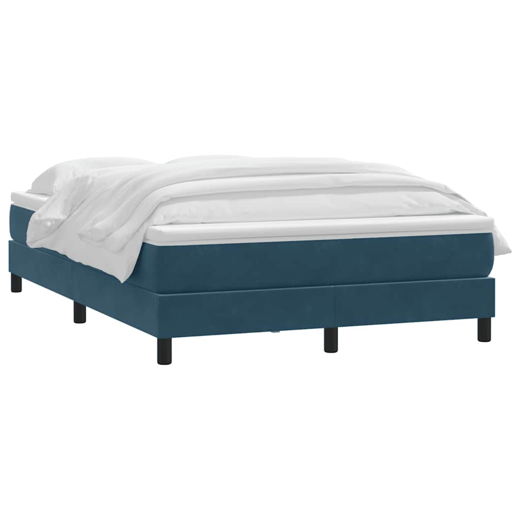 vidaXL Lit continental avec matelas Bleu foncé 140x220 cm Velours
