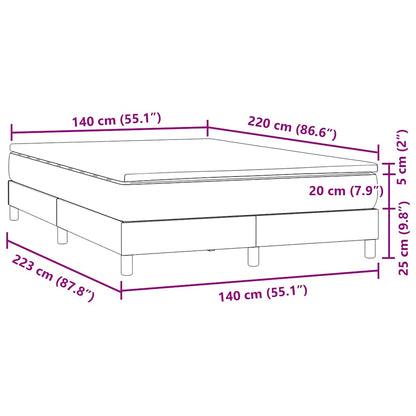 vidaXL Lit continental avec matelas Bleu foncé 140x220 cm Velours