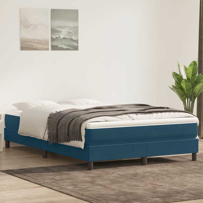 vidaXL Lit continental avec matelas Bleu foncé 140x220 cm Velours