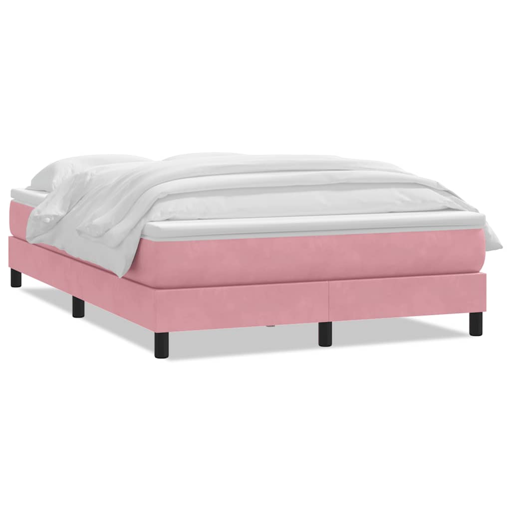 vidaXL Boxspringbett mit Matratze Rosa 140x220 cm Samt