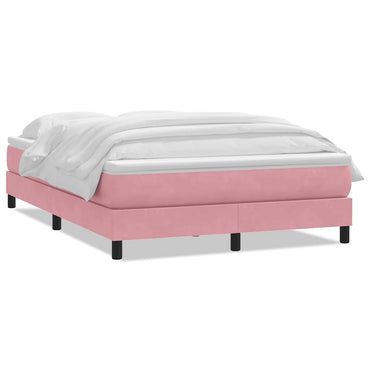 vidaXL Boxspringbett mit Matratze Rosa 140x220 cm Samt