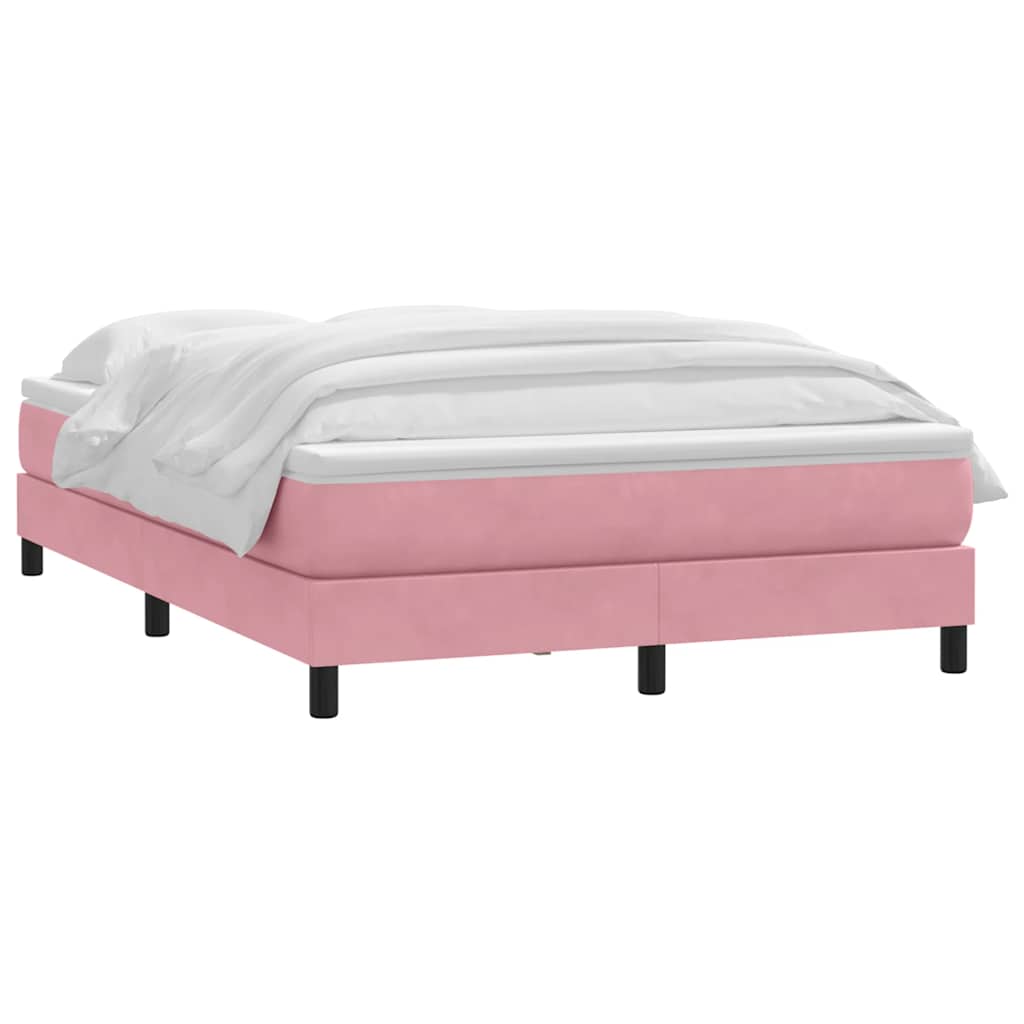 vidaXL Boxspringbett mit Matratze Rosa 140x220 cm Samt