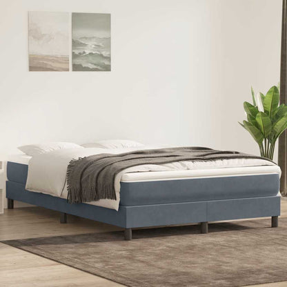 vidaXL Boxspringbett mit Matratze Dunkelgrau 160x220 cm Samt