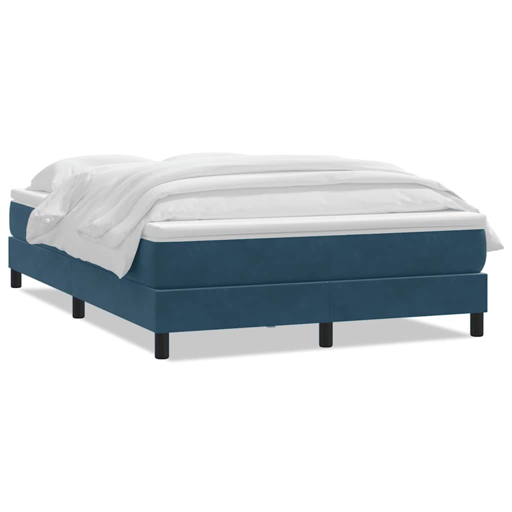 vidaXL Lit tapissier avec matelas Bleu foncé 160x220 cm Velours